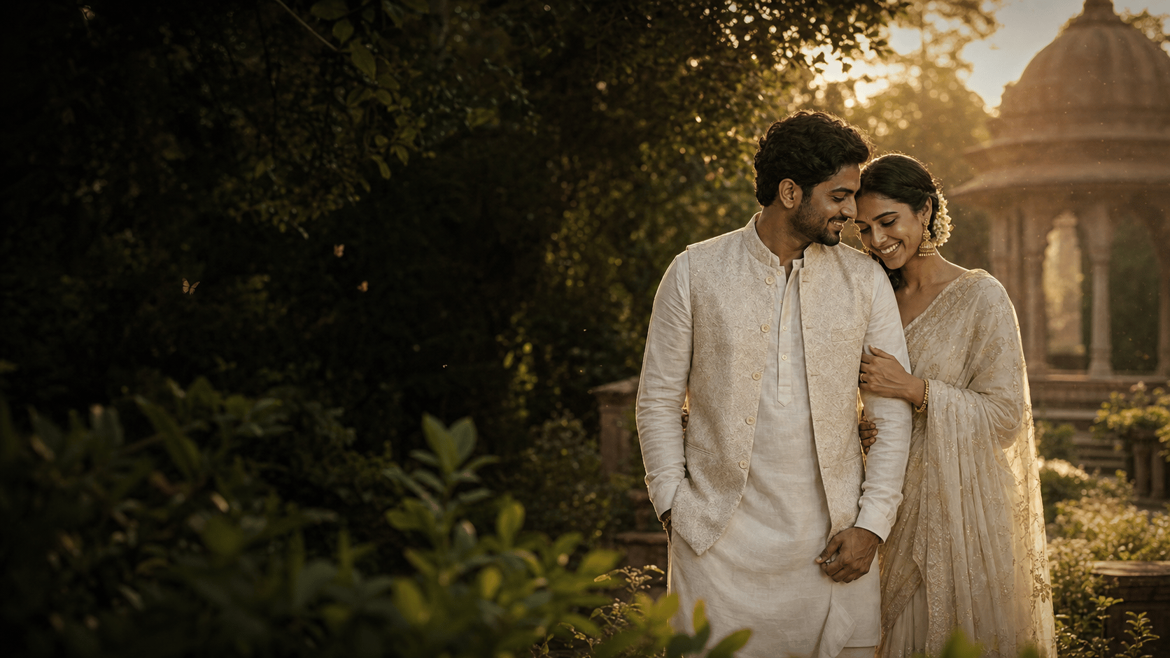 A joyful Indian couple sharing a warm moment together
